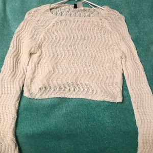 White Knitted Cropped Sweater from H&M